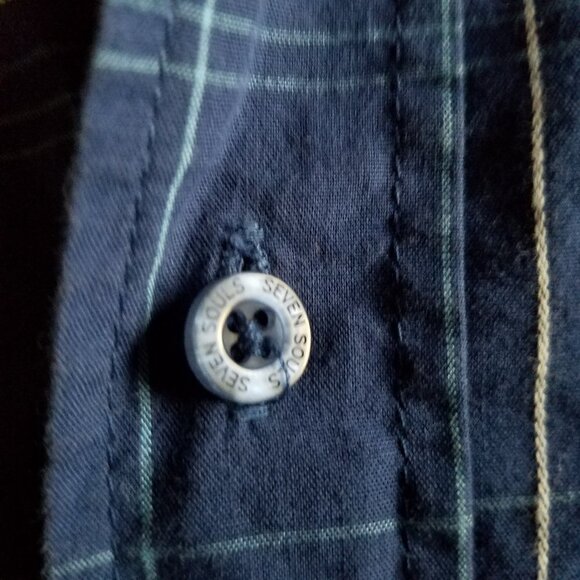 Seven Souls Embroidered Short Sleeve Button Up 100% Cotton Medium - Picture 10 of 13